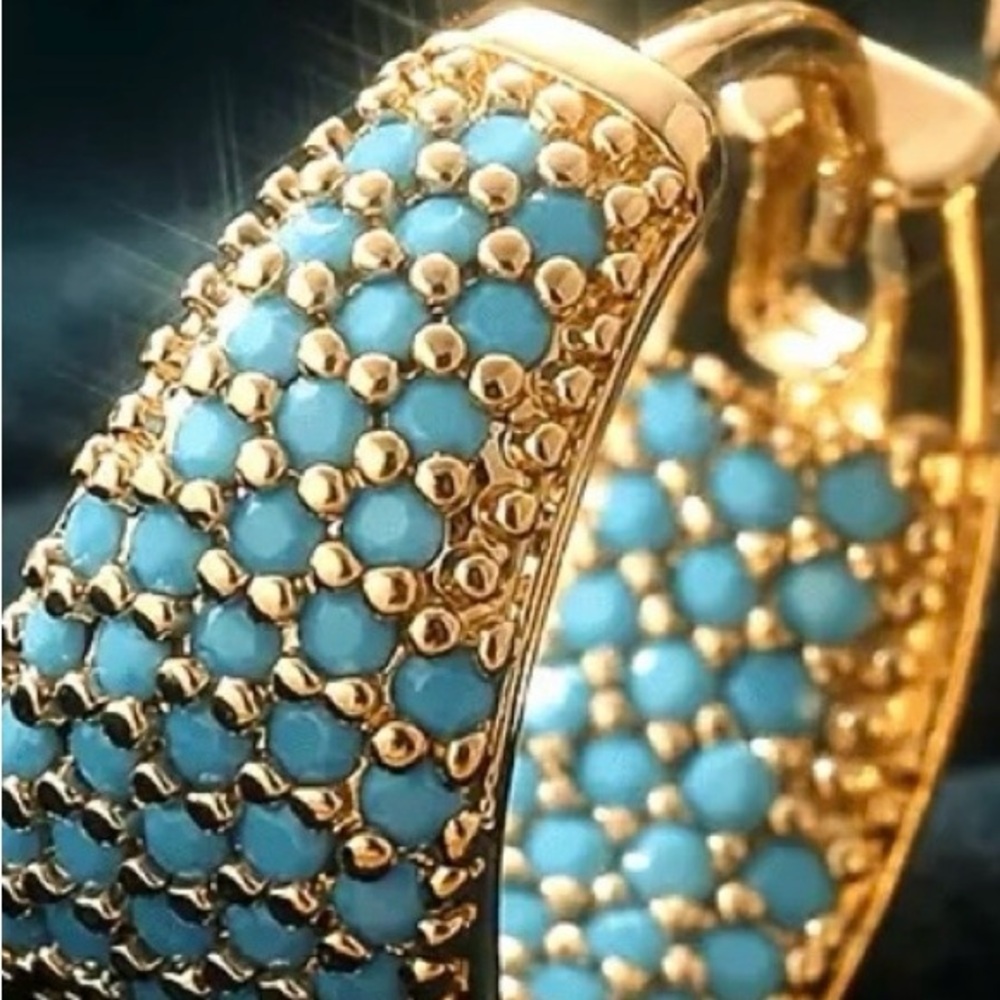 Elegant Gold and Turquoise Hoop Earrings